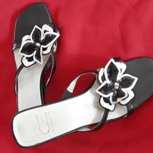 Black and White Slip on Heels